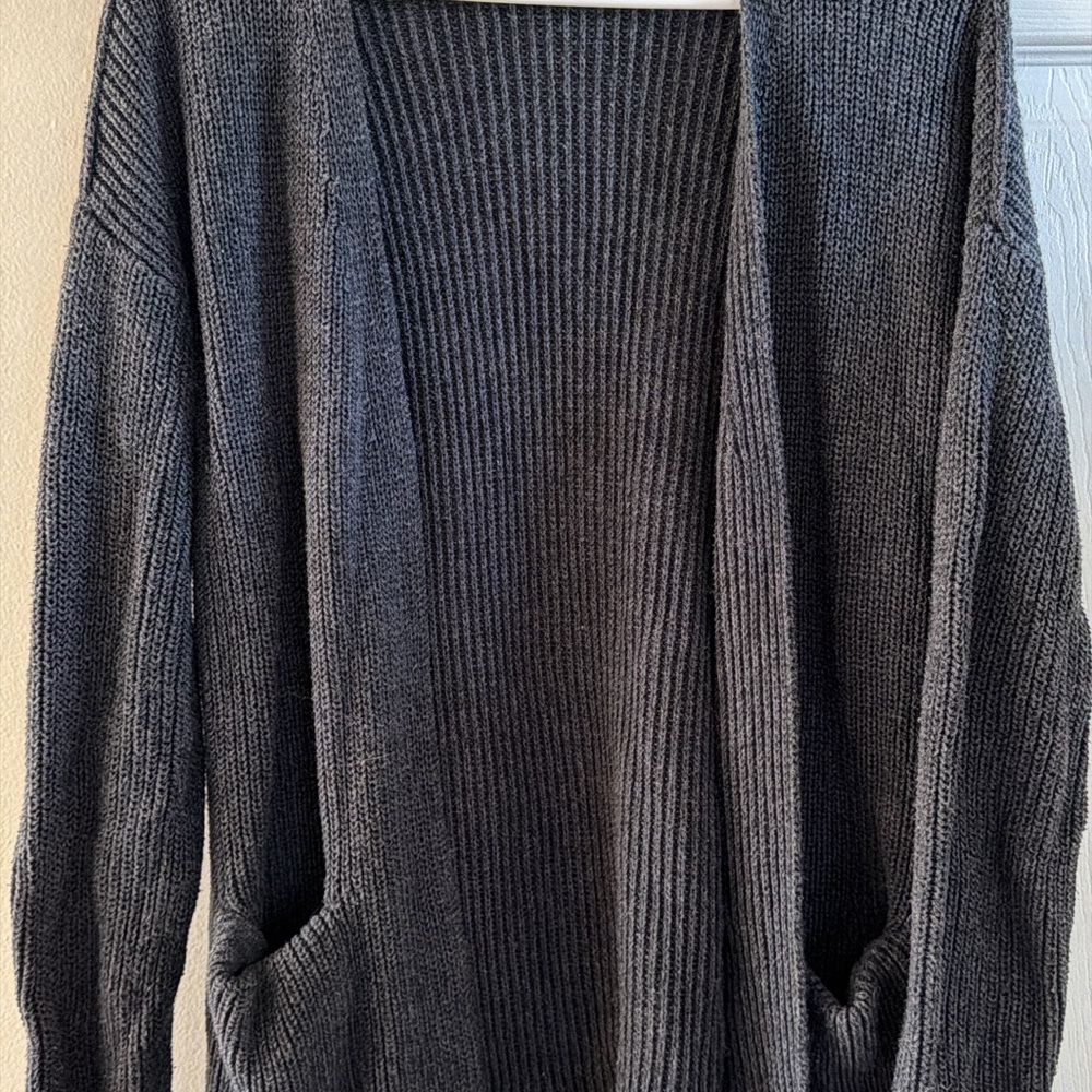 Cozy Open-Front Women's Cardigan Sweater - Charcoal Gray